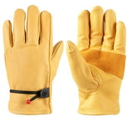 Mizh Vintage Unisex Gloves Thicken Warm Wear-resistant Anti-slid Gloves Hands Winter Cover for Driving Cycling Motorcycle Camping (Yellow, Size L)